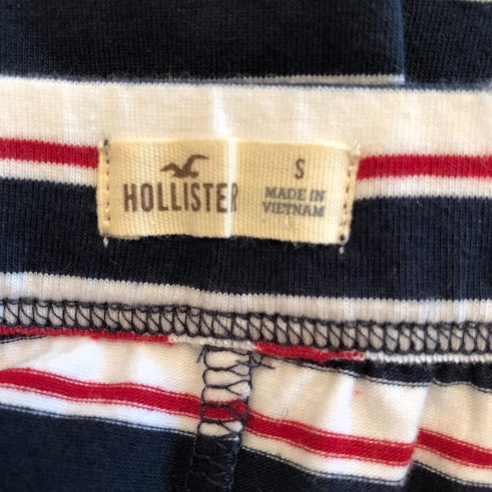 Hollister Navy Striped A-Line Skirt | Preppy Cotton Mini | Size S - Picture 7 of 9